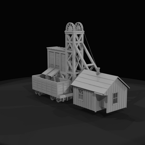 Mining headframe with rail hopper