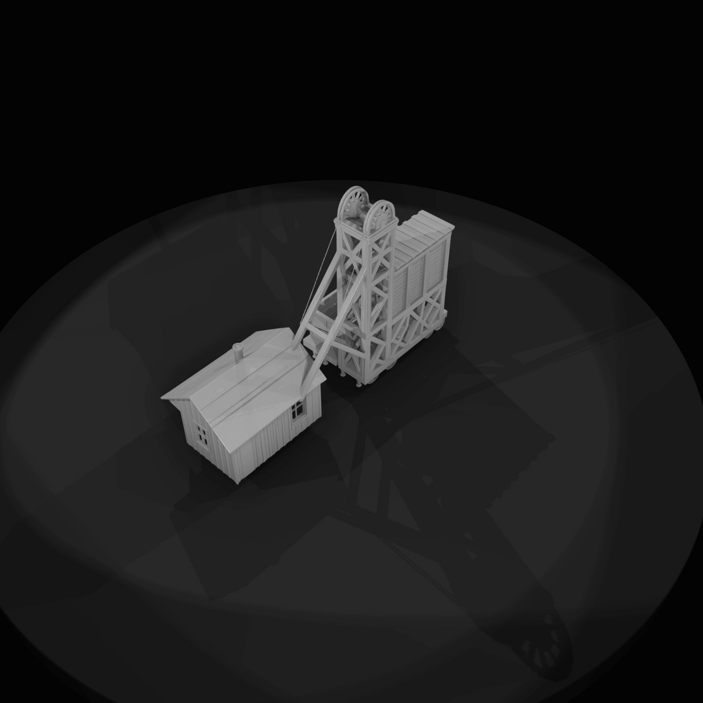 Mining headframe with rail hopper