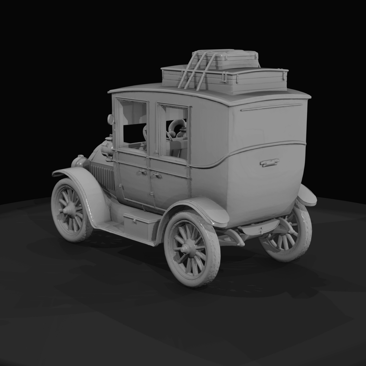1910s Small covered sedan with luggage
