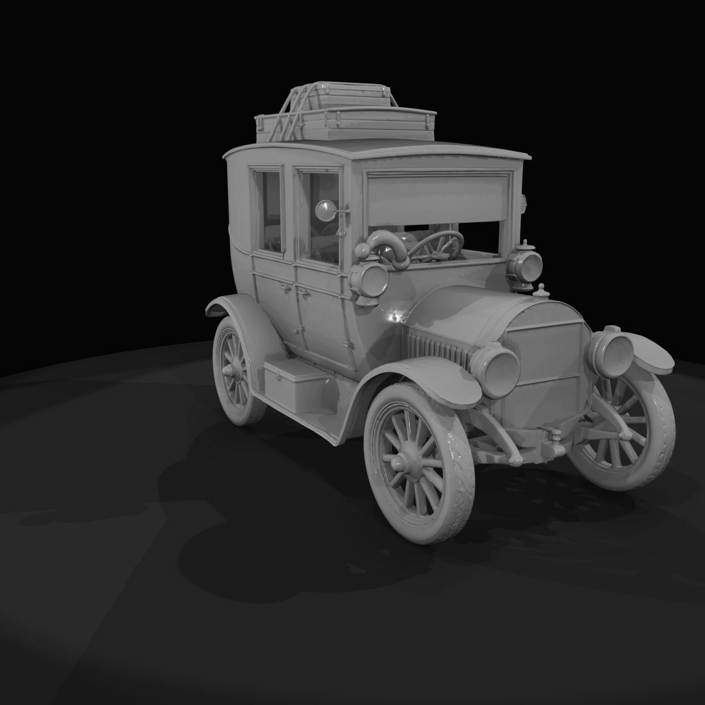 1910s Small covered sedan with luggage