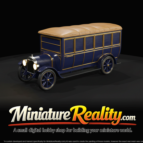 early 20th-century motor omnibus passenger bus (1910s) — wood-spoked wheels, open-body transit