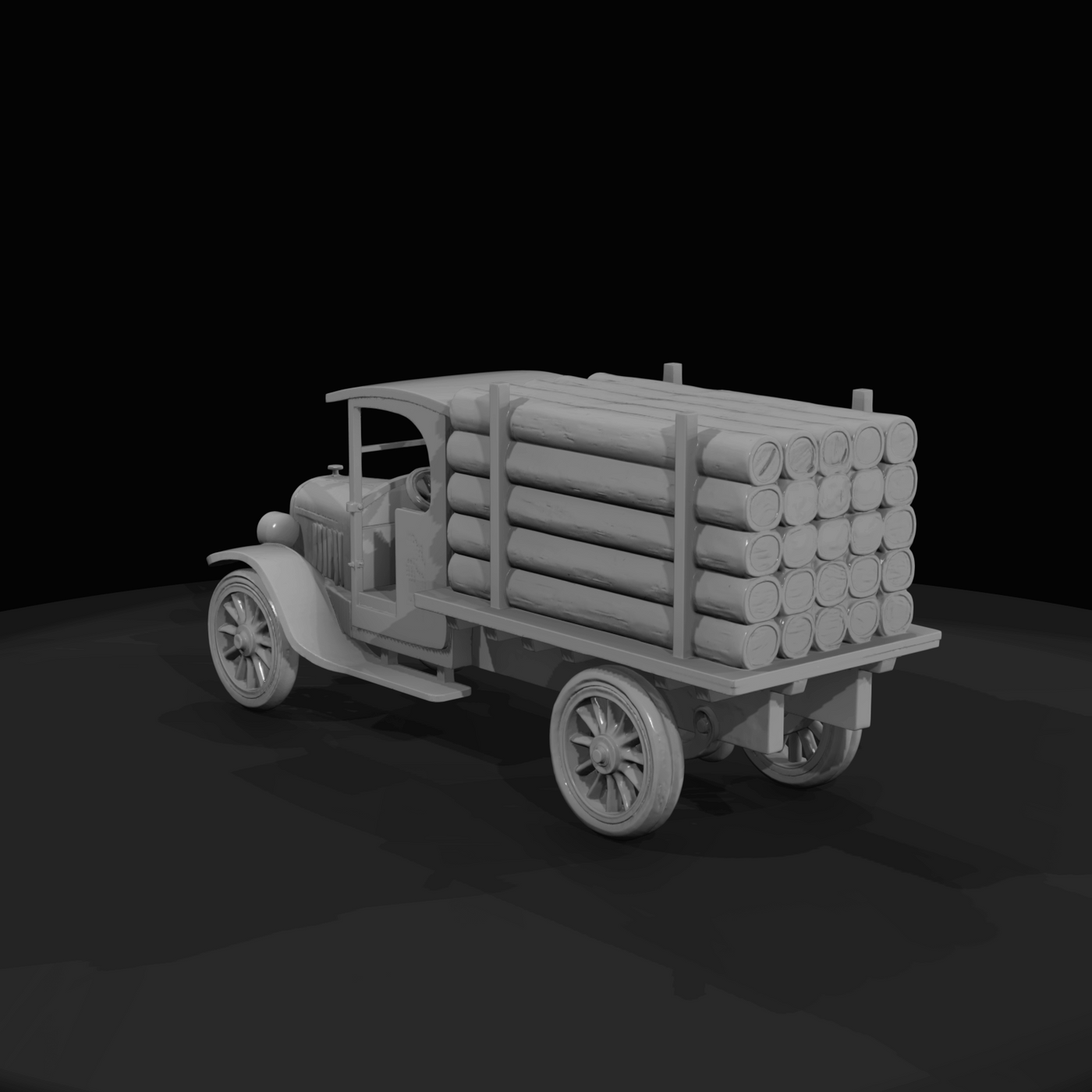 Vintage Flatbed Log Truck (1920s)