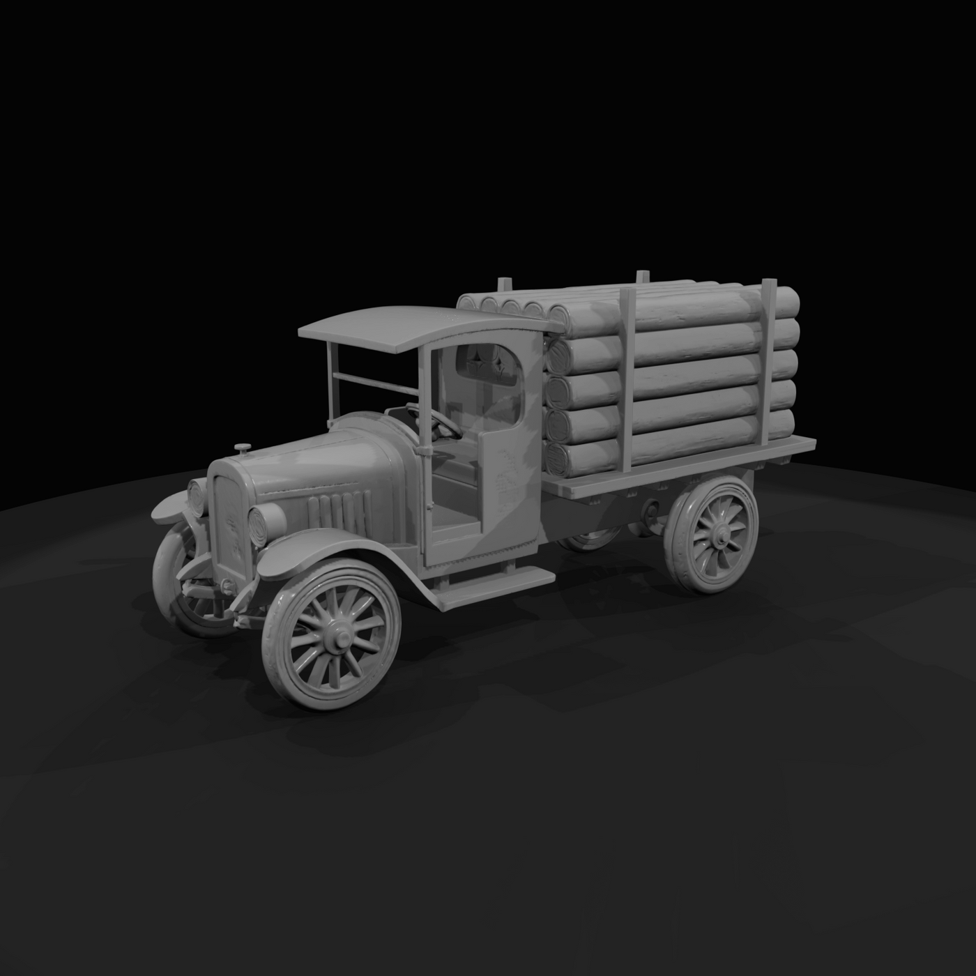Vintage Flatbed Log Truck (1920s)
