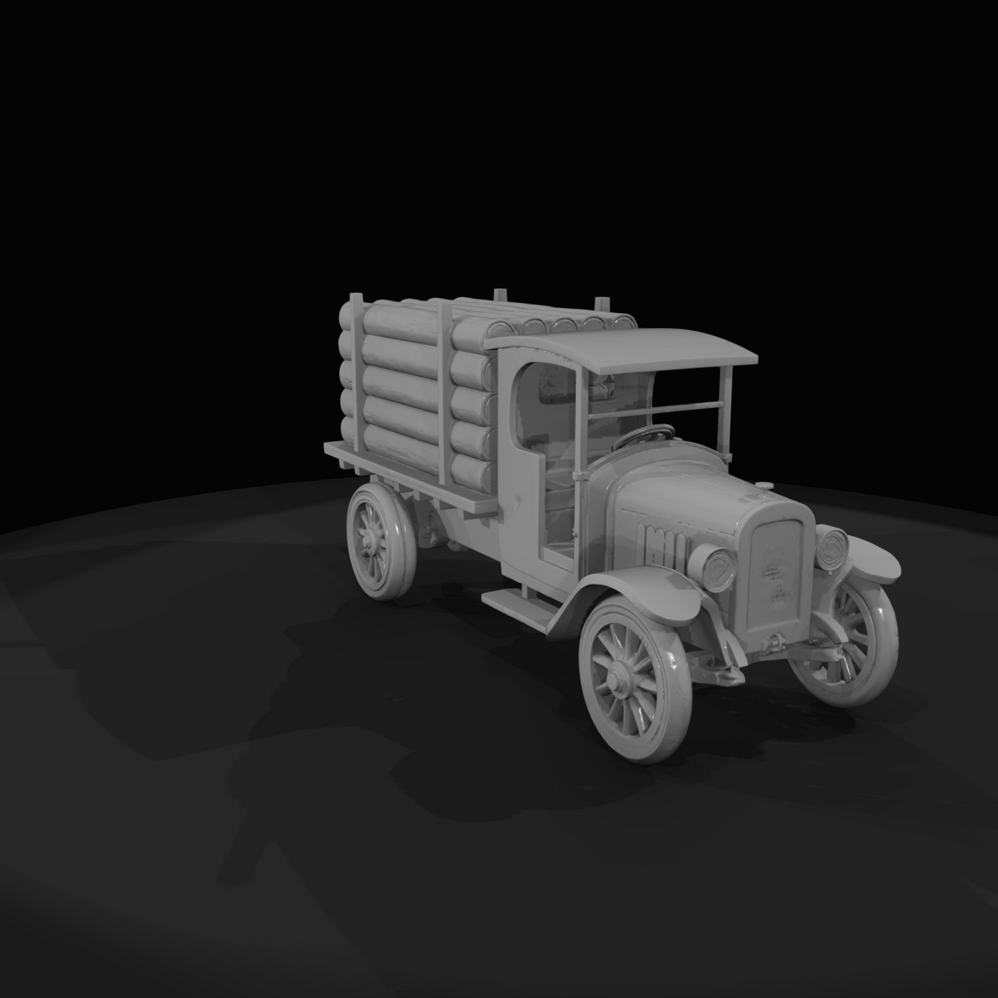 Vintage Flatbed Log Truck (1920s)