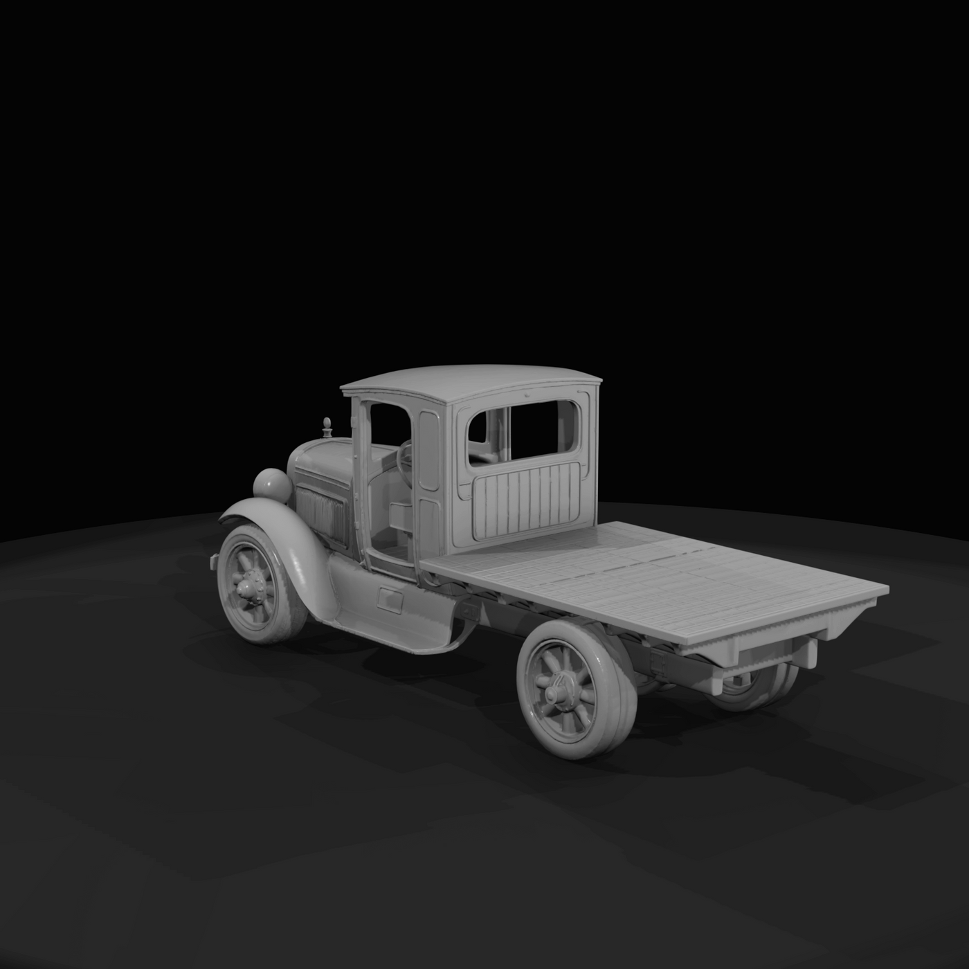1950s flatbed truck (1950s) — restored green, mid-century American commercial