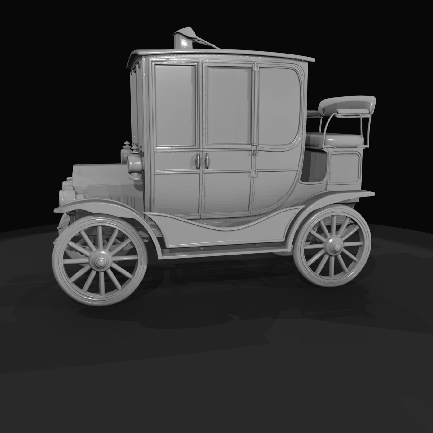 Brass-era enclosed automobile (early 1900s)
