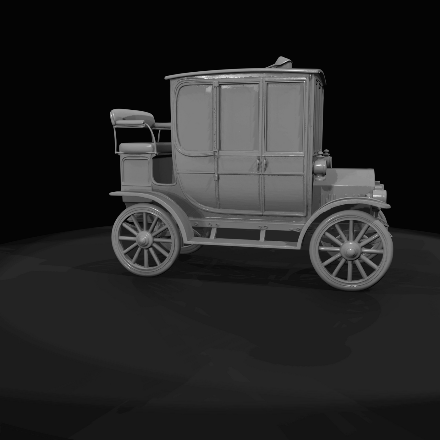 Brass-era enclosed automobile (early 1900s)