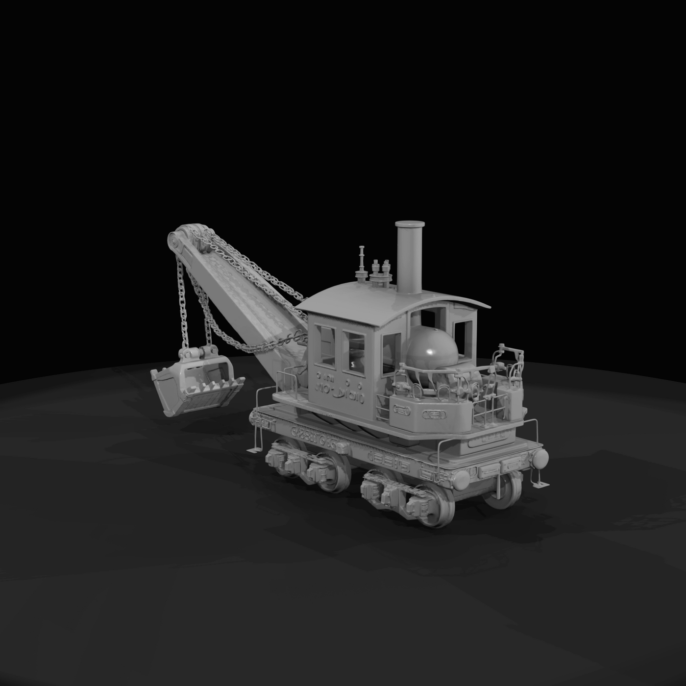 Bucyrus rail-mounted steam shovel (scale model replica)