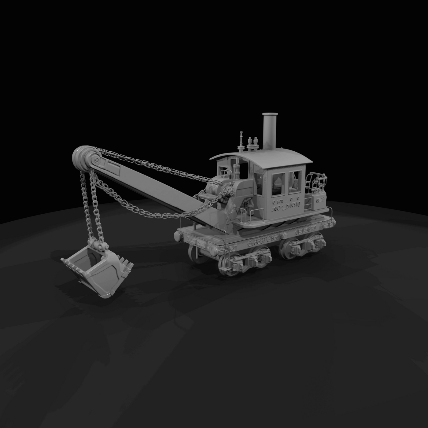 Bucyrus rail-mounted steam shovel (scale model replica)