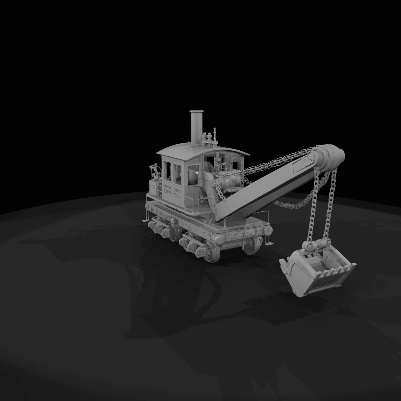 Bucyrus rail-mounted steam shovel (scale model replica)