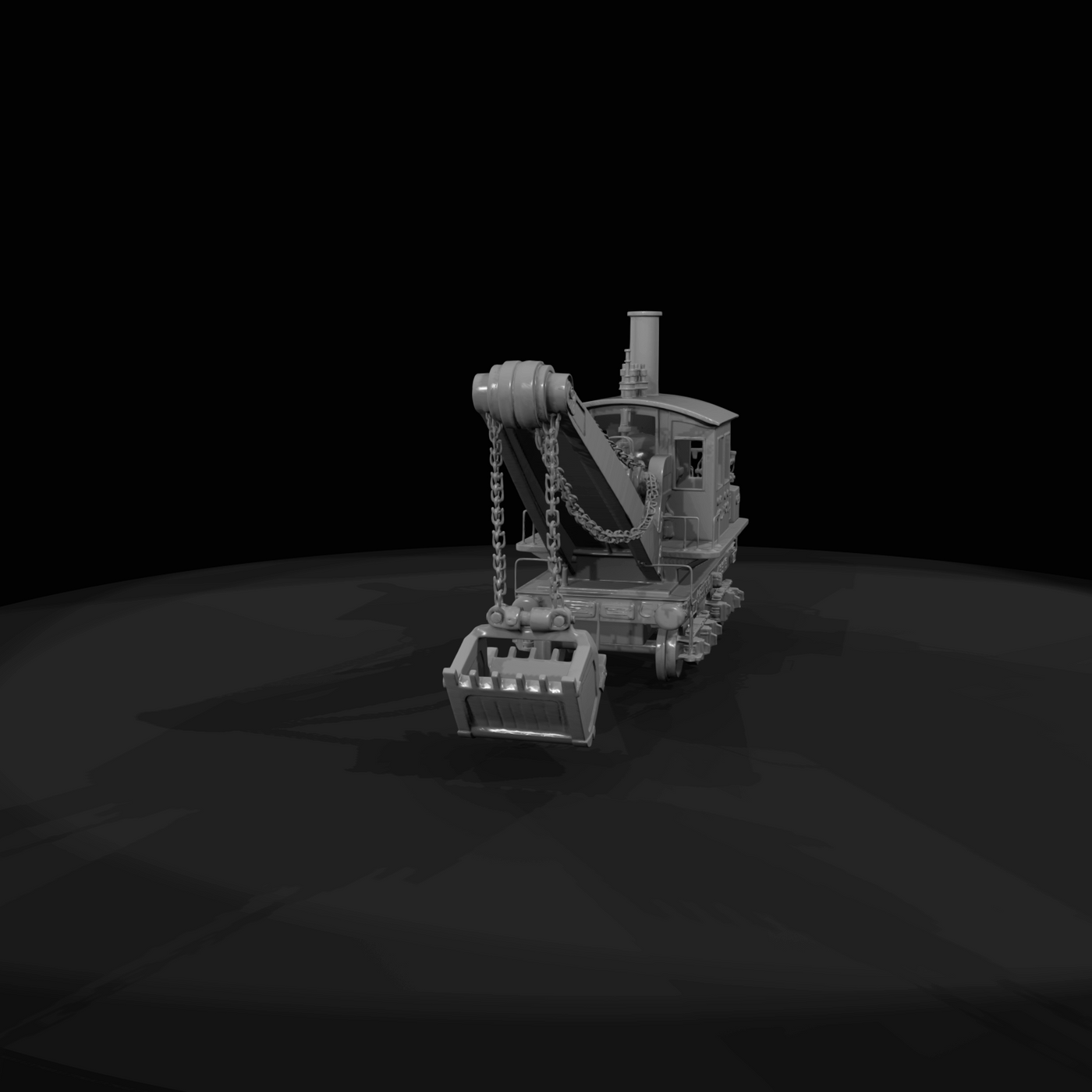early 20th-century small steam railroad crane / excavator (compact rail-mounted steam crane)