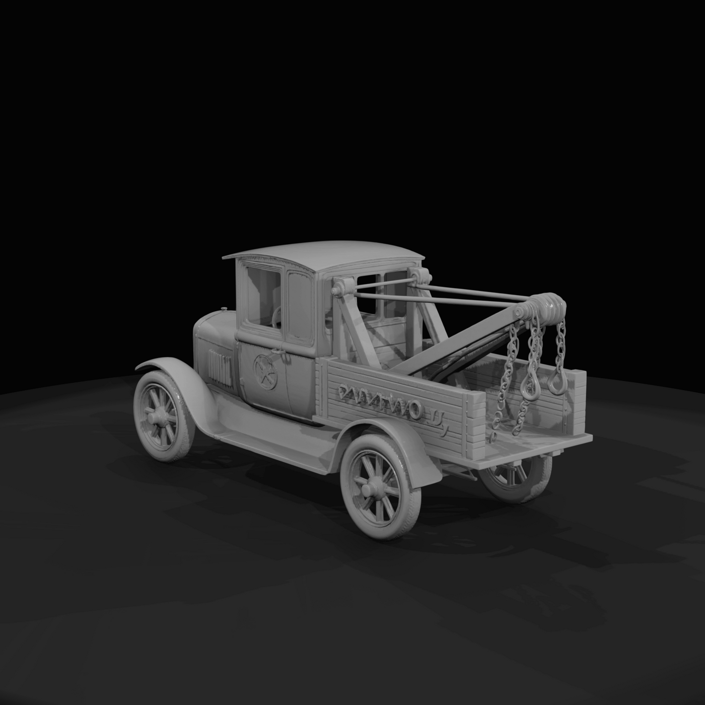 Model-T-era style tow truck / light pickup wrecker (1920s aesthetic)