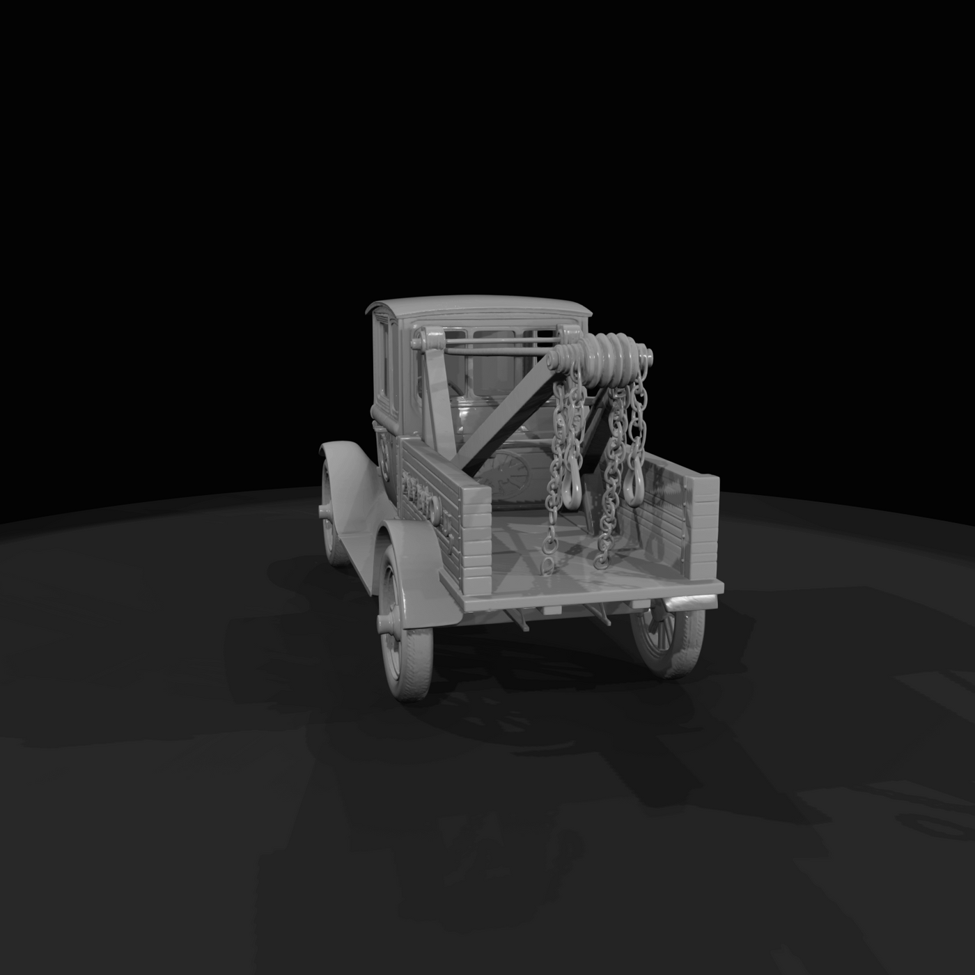 Model-T-era style tow truck / light pickup wrecker (1920s aesthetic)