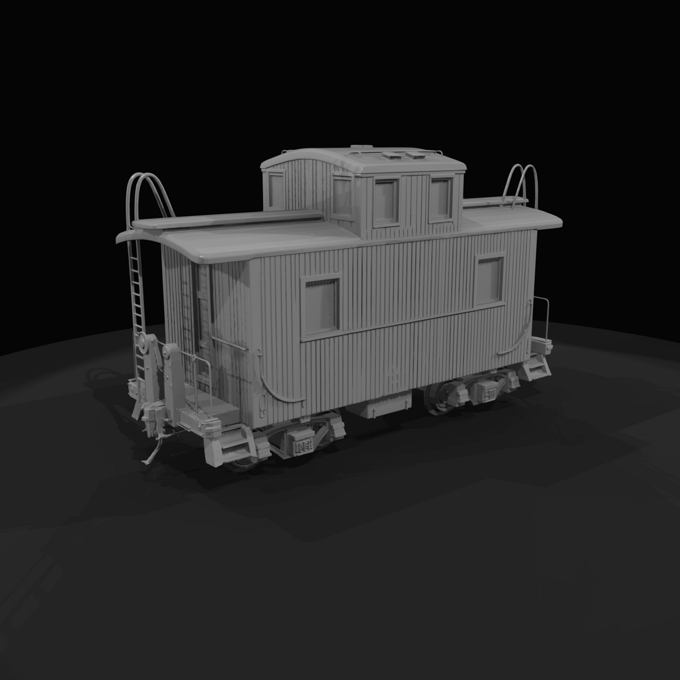 North American wooden-sided caboose railcar (historic style)