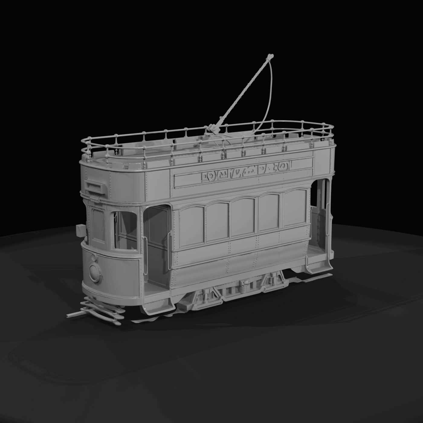 Early 20th-century open-top double-deck tram / streetcar (typical of British/European municipal trams)