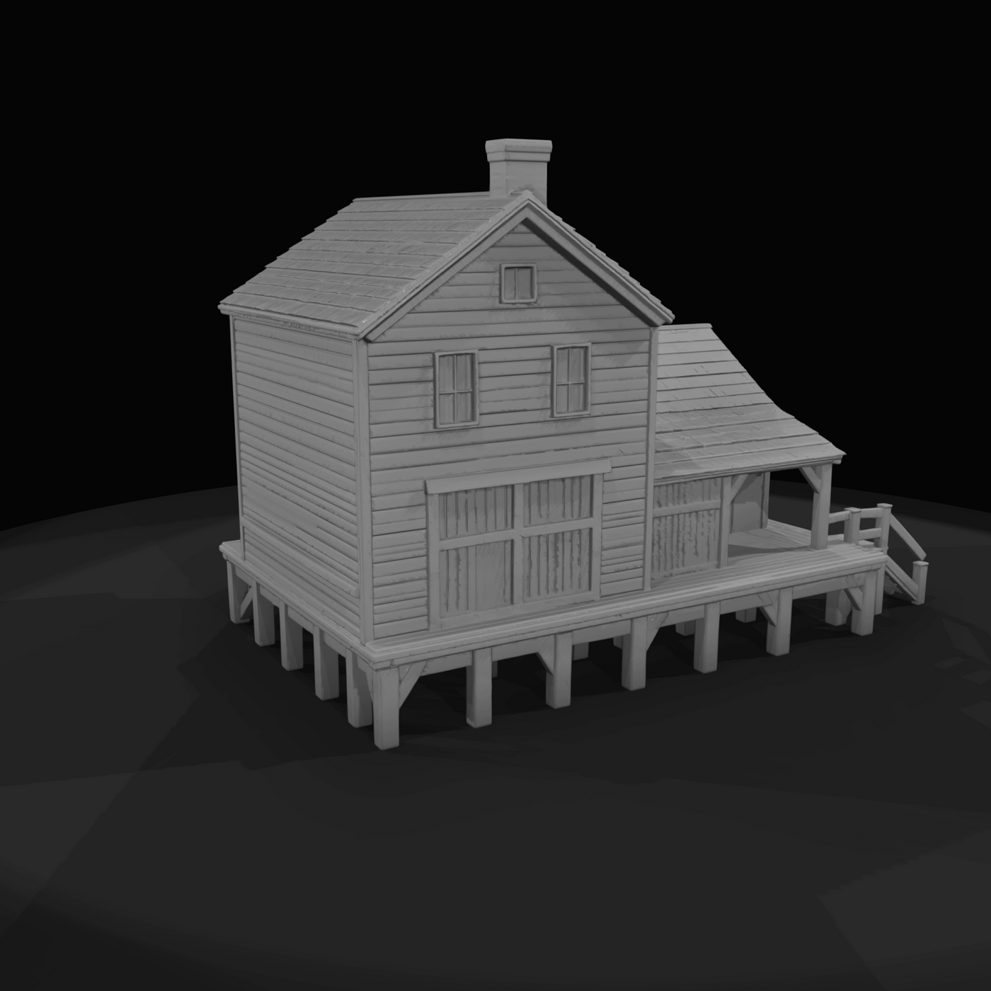 coastal warehouse / mill / boathouse complex (wood construction)