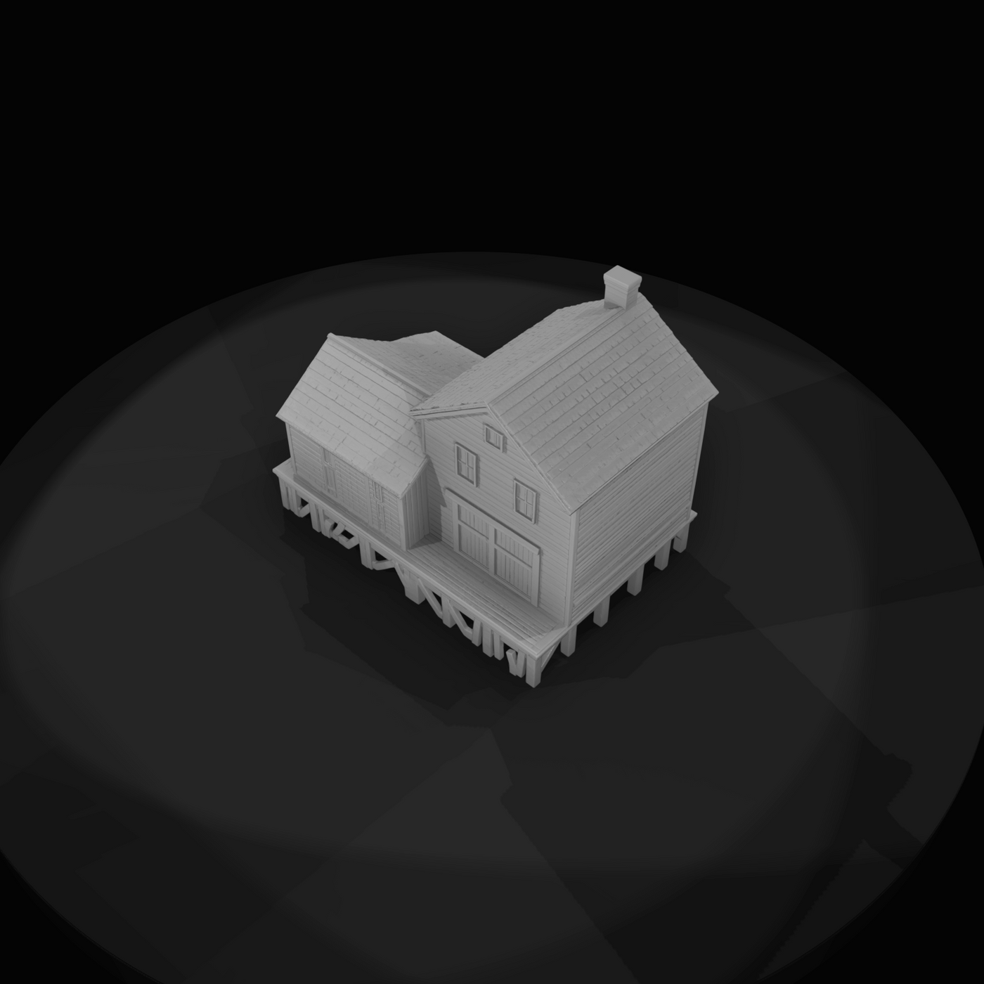 coastal warehouse / mill / boathouse complex (wood construction)