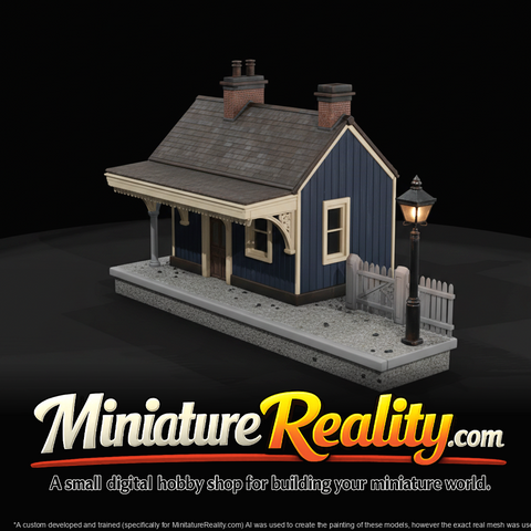 Small Train Station with Streetlamp