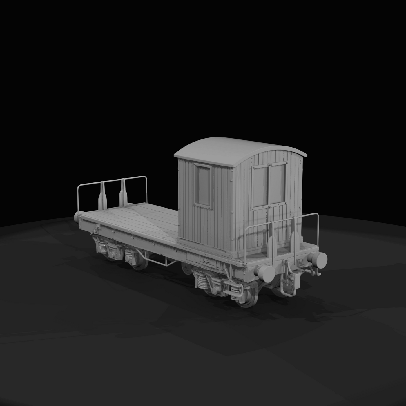 Small Railway Flatcar with Shack Static
