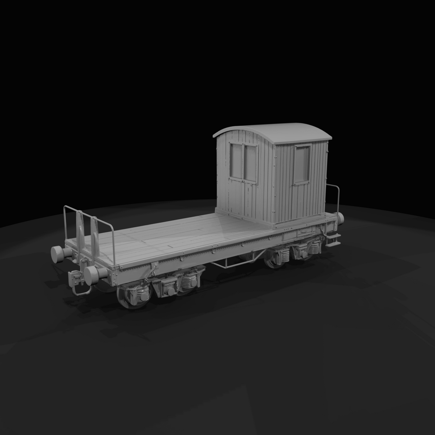 Small Railway Flatcar with Shack Static