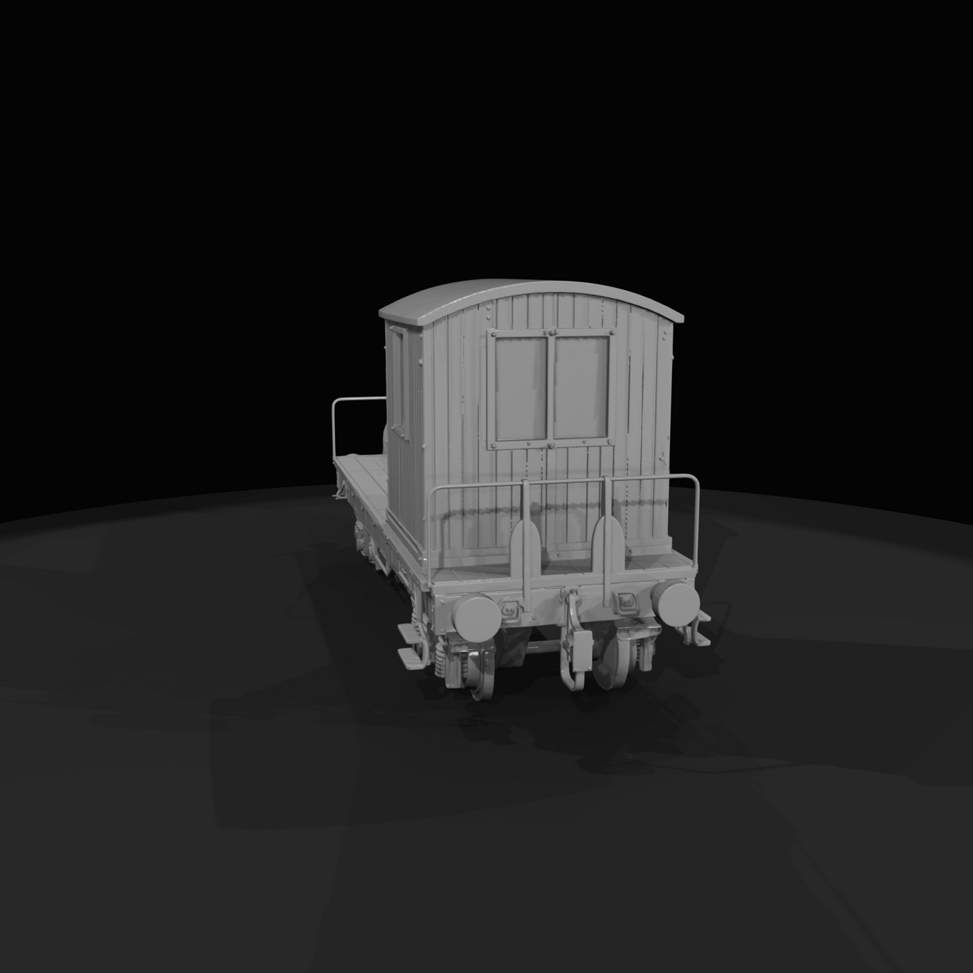 Small Railway Flatcar with Shack Static