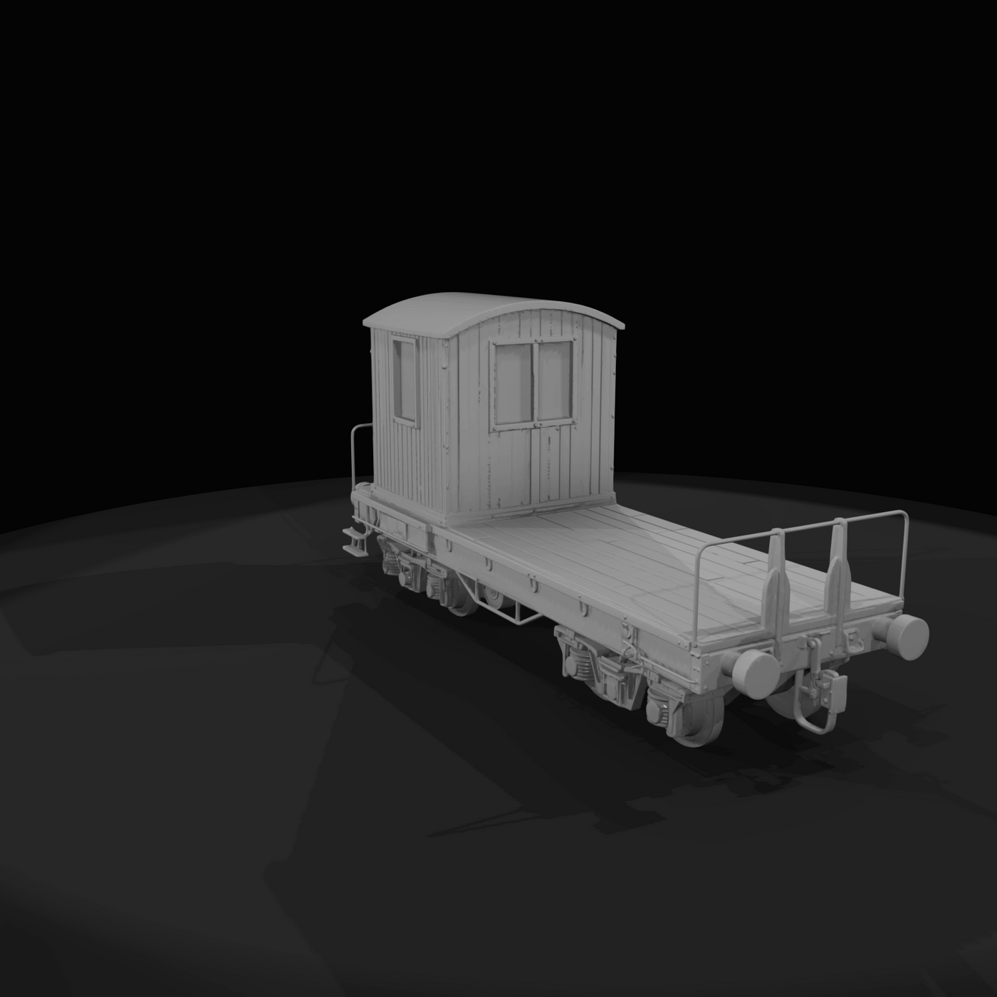 Small Railway Flatcar with Shack Static