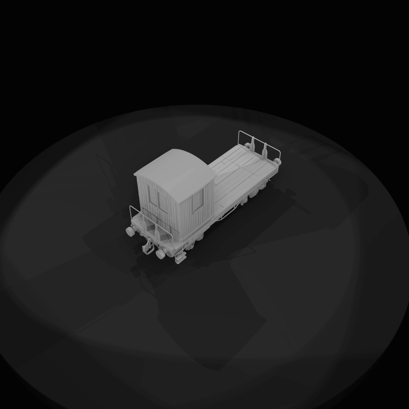 Small Railway Flatcar with Shack Static