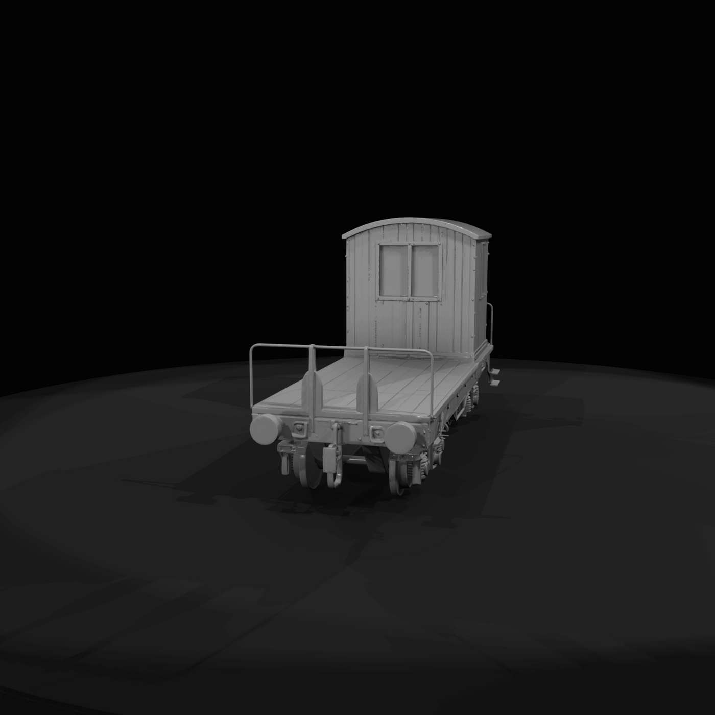 Small Railway Flatcar with Shack Static