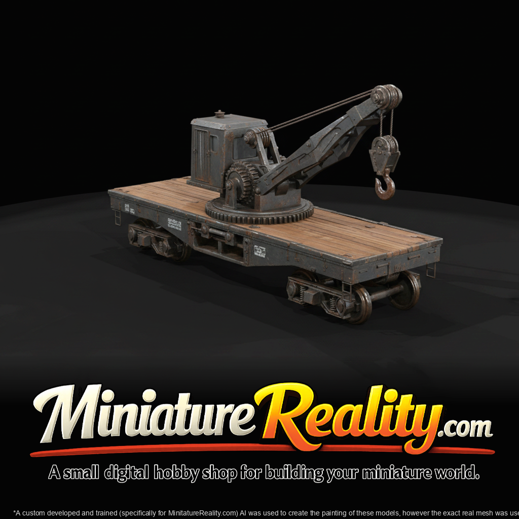 railroad flatcar with crane (scale model)