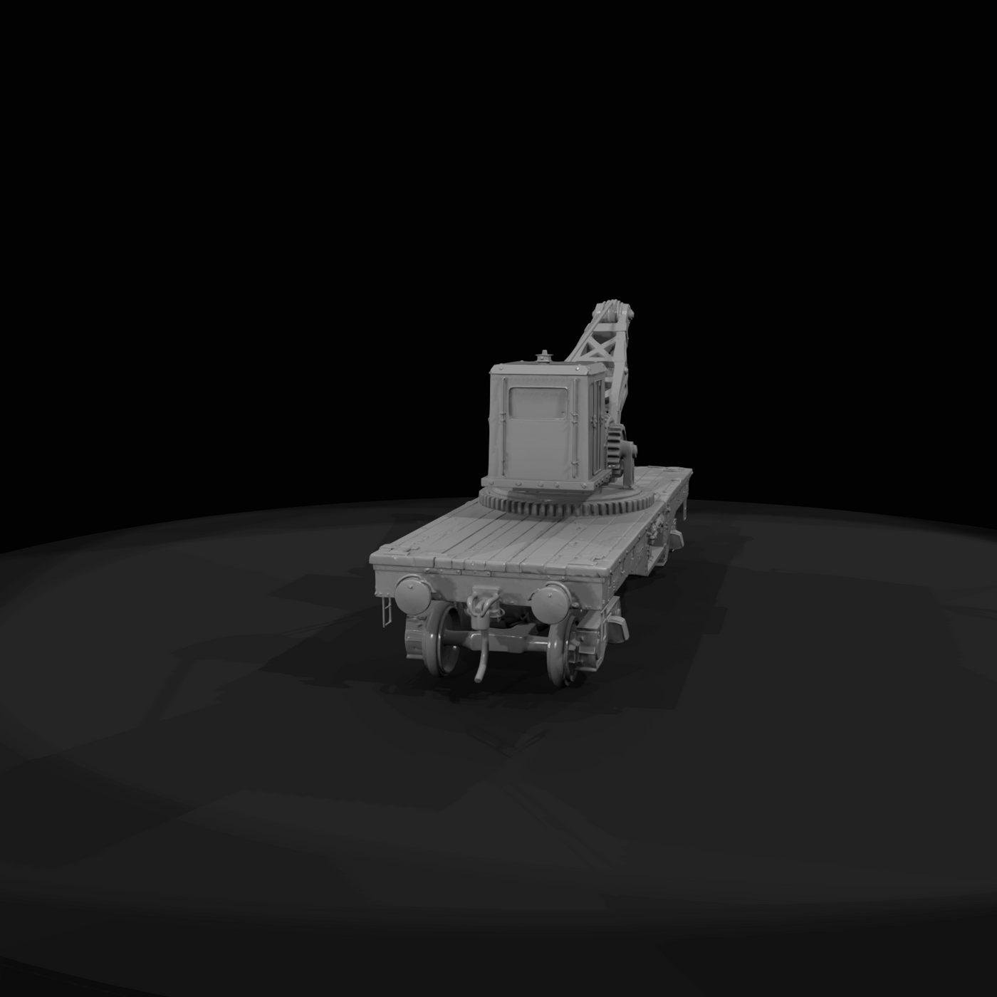 railroad flatcar with crane (scale model)
