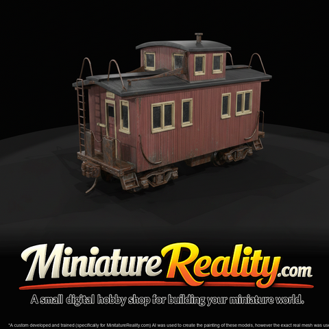 railroad caboose, wooden-sided, early-to-mid 20th century style