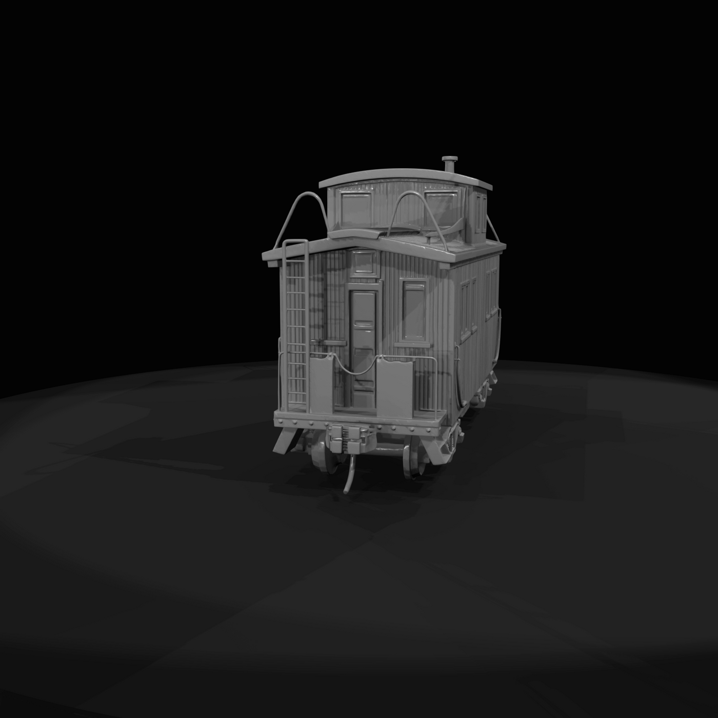 railroad caboose, wooden-sided, early-to-mid 20th century style