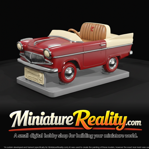 Gilmore Special ‘Red Lion’ vintage coin-operated kiddie ride (1930s–1950s) — pedal-car ride-on, retro signage