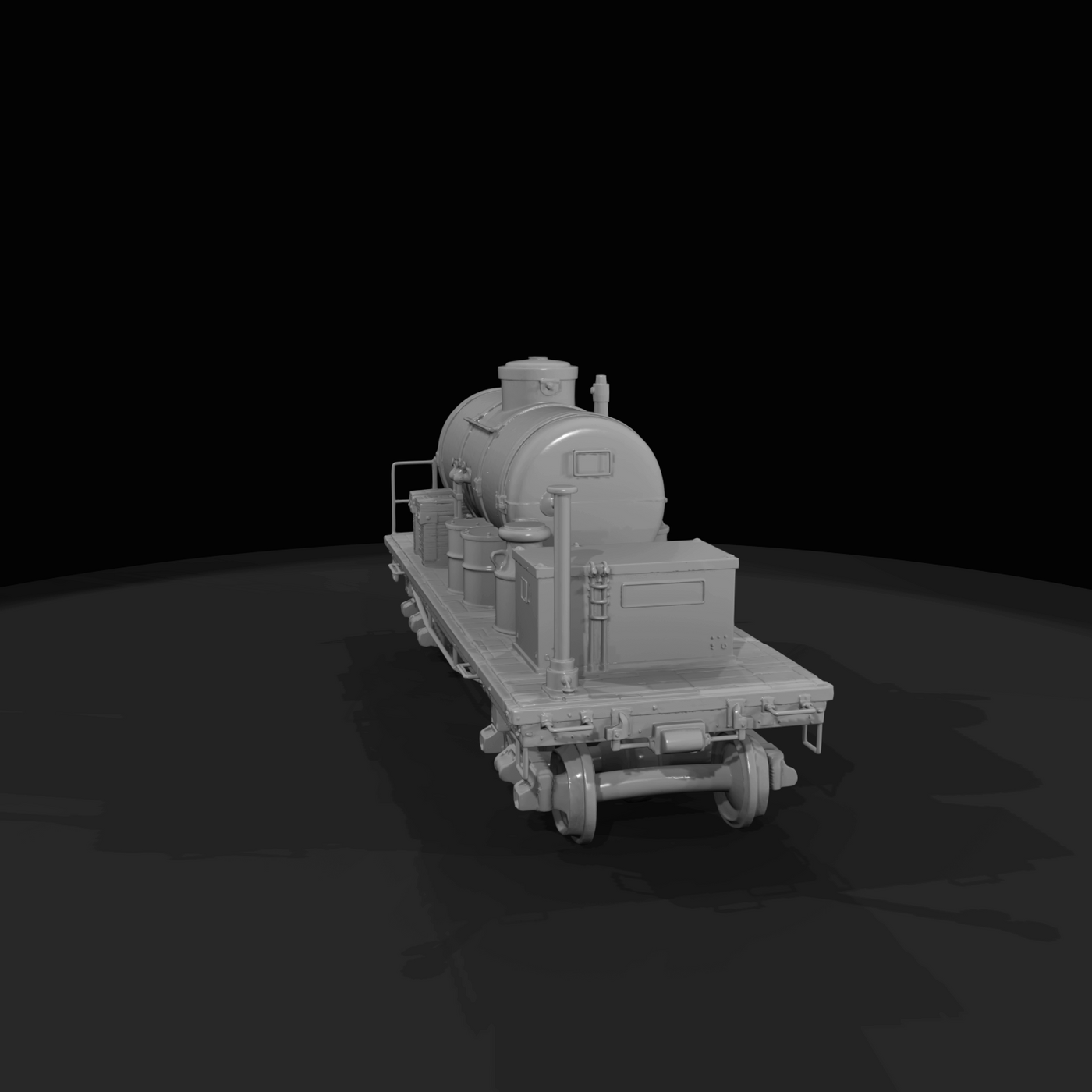 railway tank wagon (industrial supply/tank car on two 4-wheel bogies)