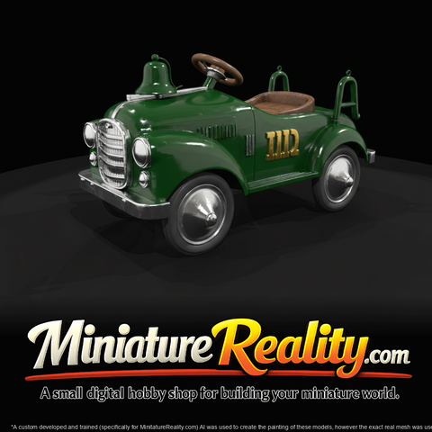 vintage metal pedal car (1940s–1960s) — rusted antique, child’s ride-on
