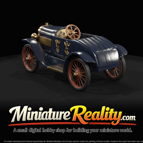 antique child’s wooden push–pedal toy car (1910s–1930s) — painted wood, wire-spoke wheels