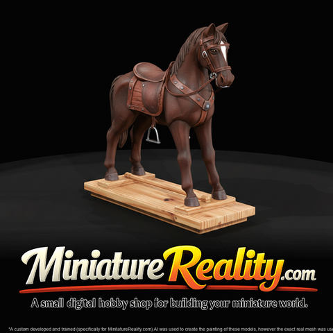 Vintage Painted Wooden Spring Rocking Horse On Wooden Base (1920s-1940s)