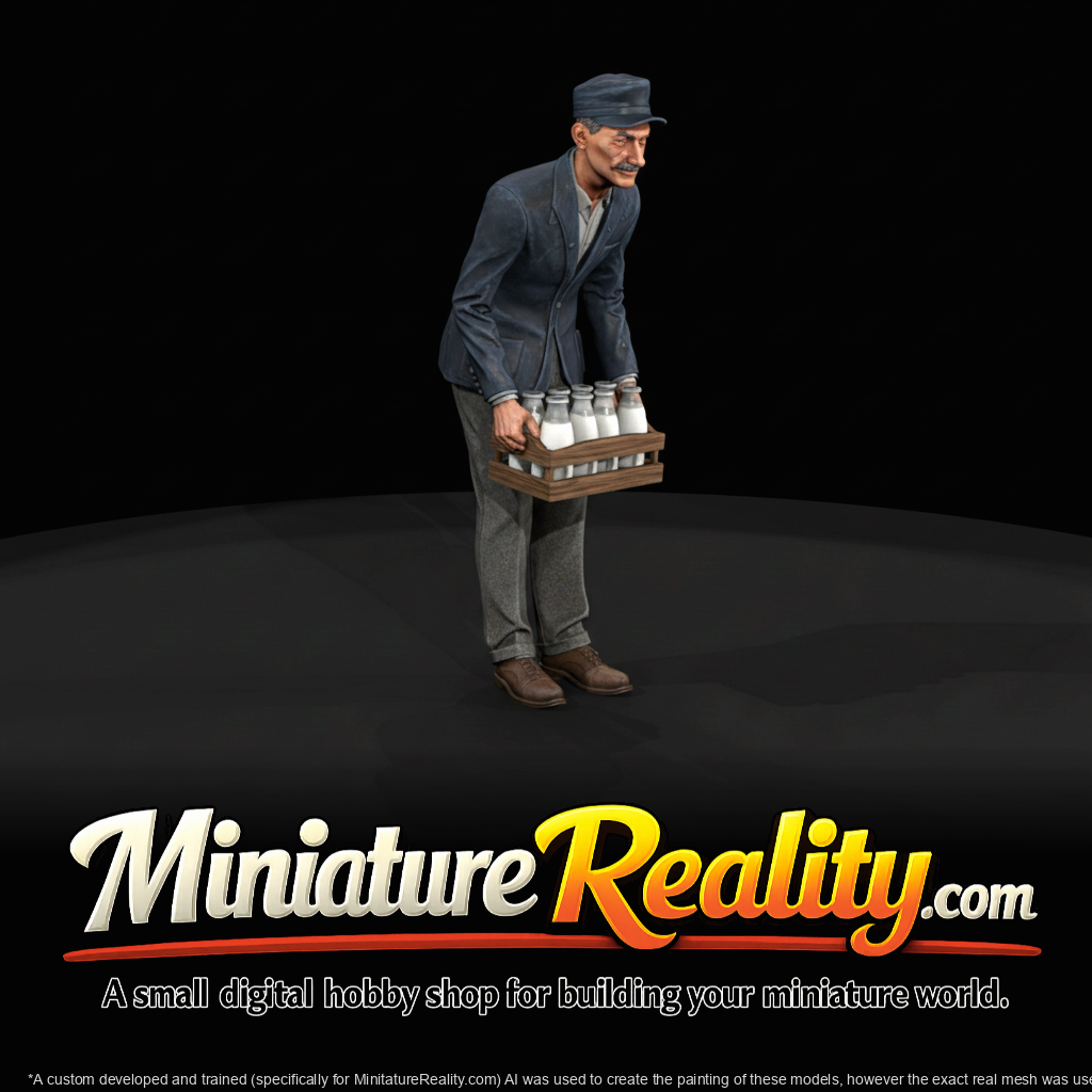 Human Milk Delivery Worker Carrying Crate Of Glass Milk Bottles (1940s)