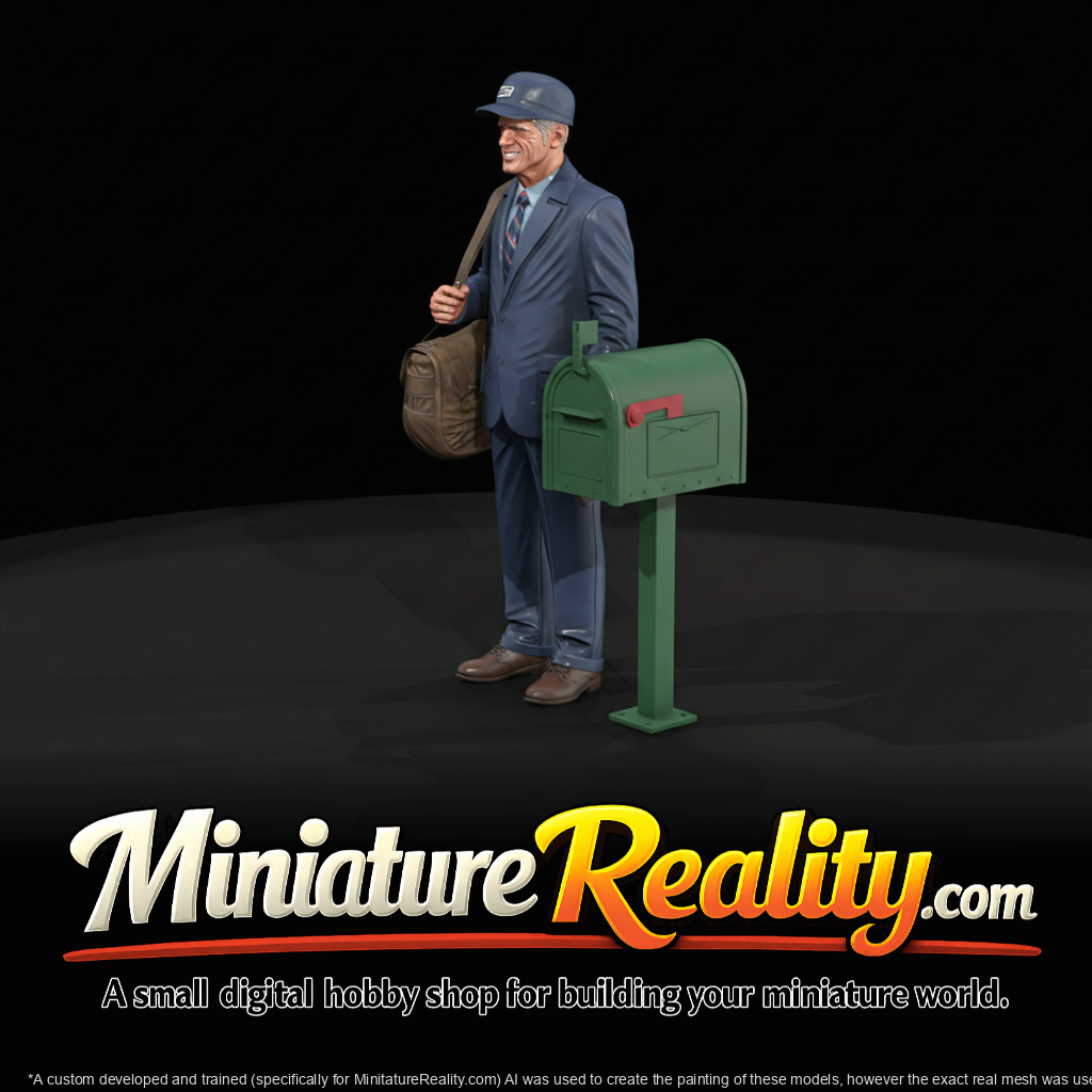 Mailman in Jacket and Hat next to Mailbox