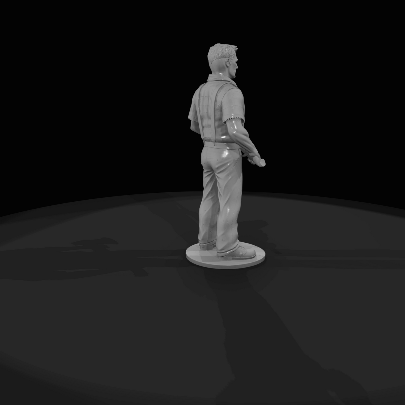 adult male (standing on platform holding an axe) (Mid-20th)