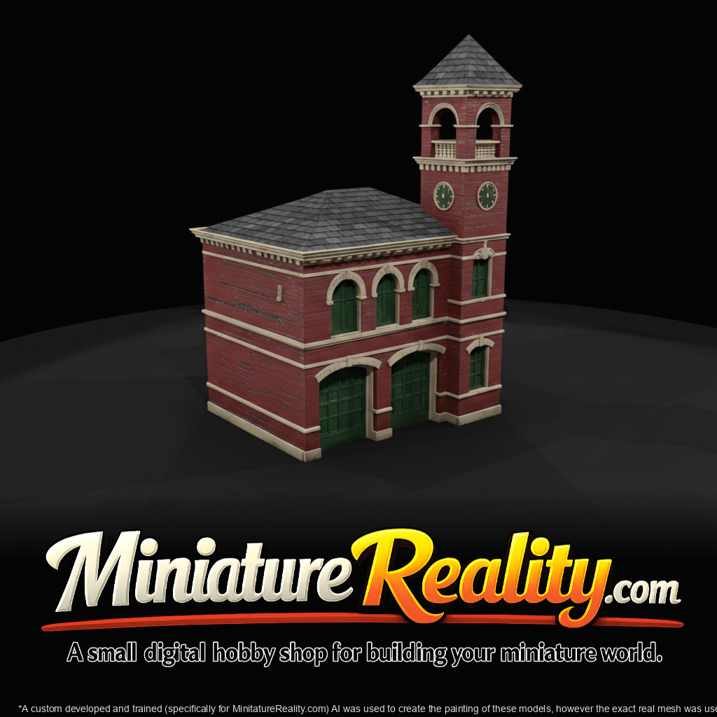 Small Municipal Building Historic Fire Station With Clock Tower (1890s-1910s)