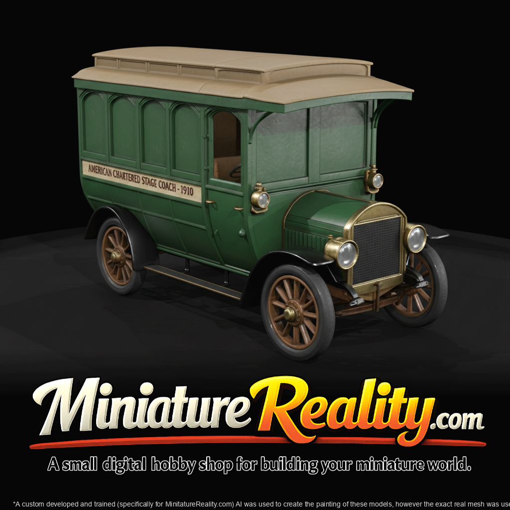 early 20th-century motor omnibus bus (1900s–1910s) — wooden coach body, vintage passenger transit