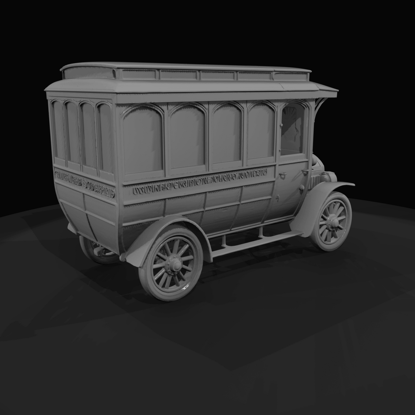 early 20th-century motor omnibus bus (1900s–1910s) — wooden coach body, vintage passenger transit