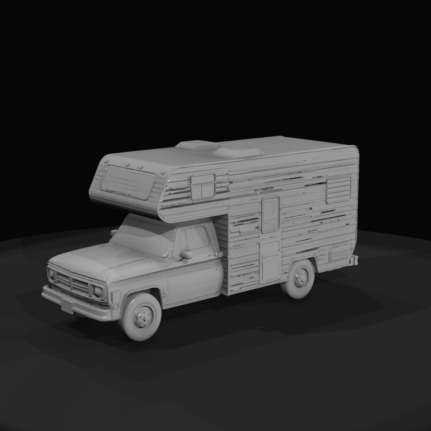 Pickup Truck Chassis With Removable Camper Shell Truck Mounted RV (1970s)