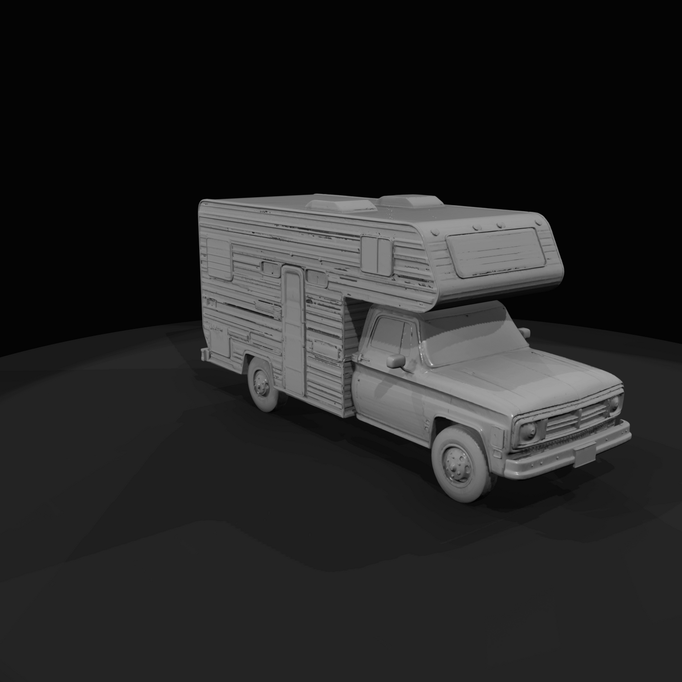 Pickup Truck Chassis With Removable Camper Shell Truck Mounted RV (1970s)
