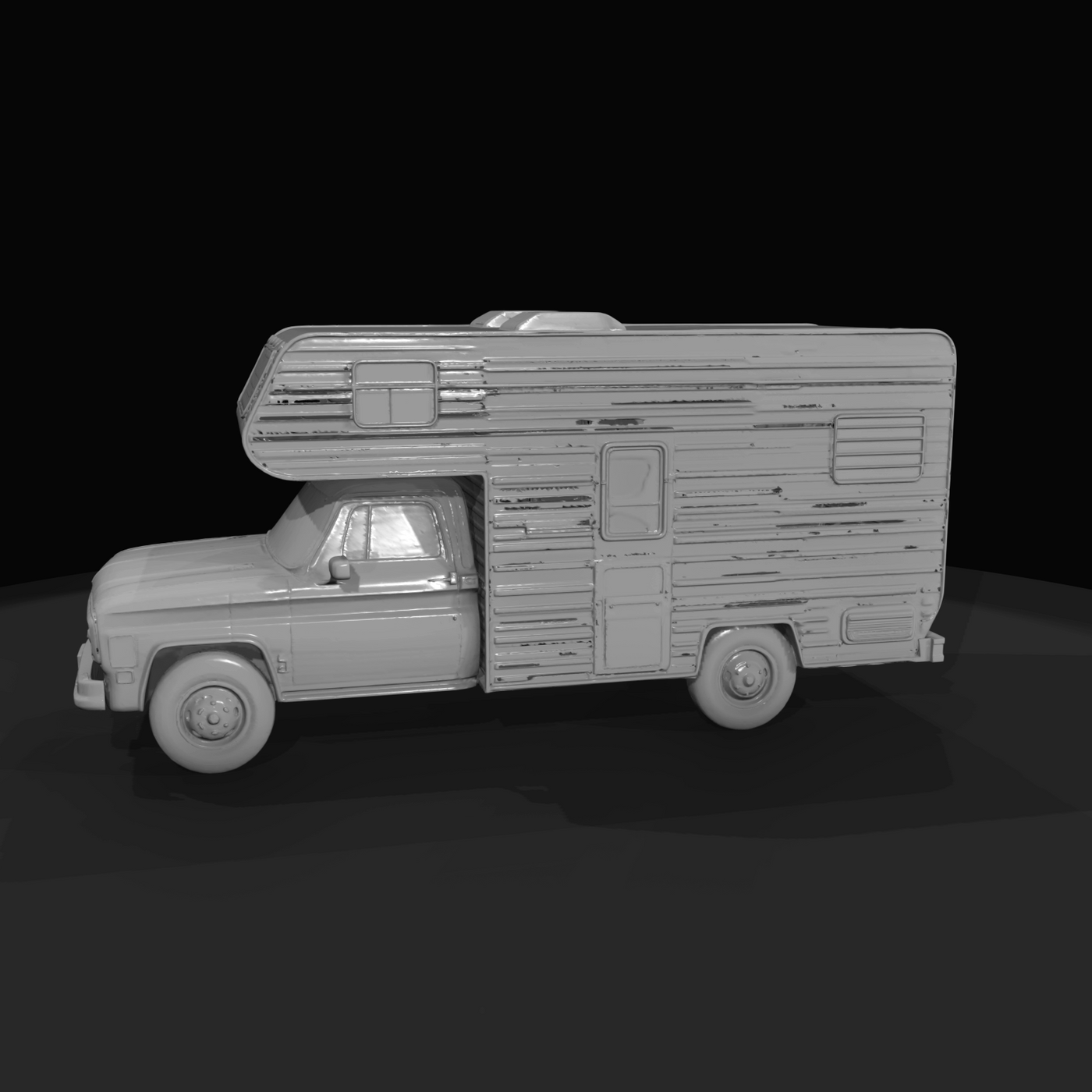 Pickup Truck Chassis With Removable Camper Shell Truck Mounted RV (1970s)