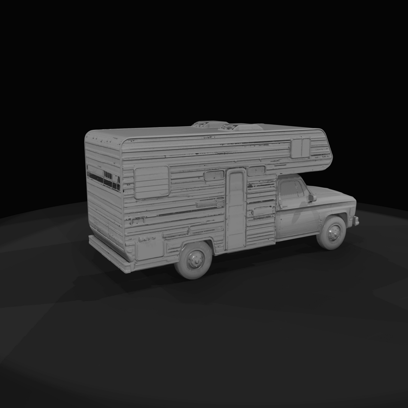 Pickup Truck Chassis With Removable Camper Shell Truck Mounted RV (1970s)