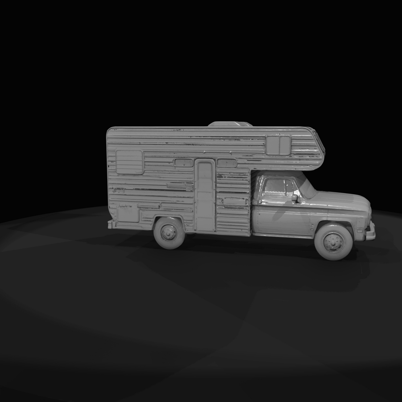 Pickup Truck Chassis With Removable Camper Shell Truck Mounted RV (1970s)