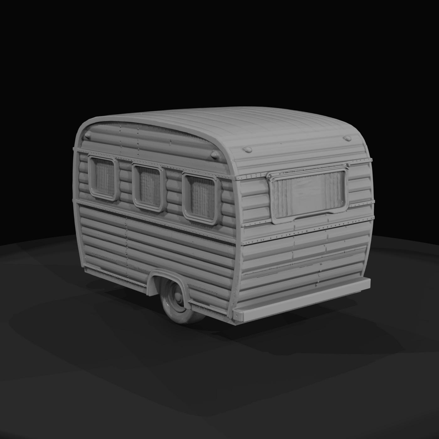 Small Ribbed Side Vintage Travel Trailer