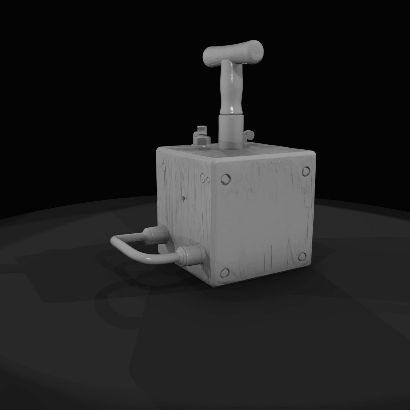 Wooden Box With Vertical Post And T Handle (estimated)